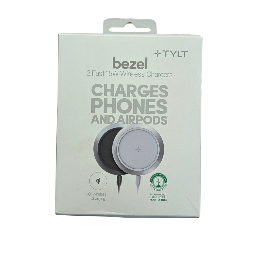 N9.OB TYLT Bezel 2 Fast 15W Wireless Chargers For Phones And Airpod Black+White